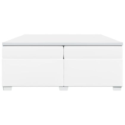 Боксспринг легло с матрак, бяло, 200x200 см, изкуствена кожа