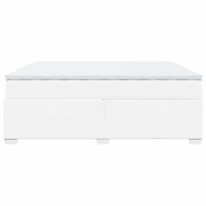 Боксспринг легло с матрак, бяло, 200x200 см, изкуствена кожа