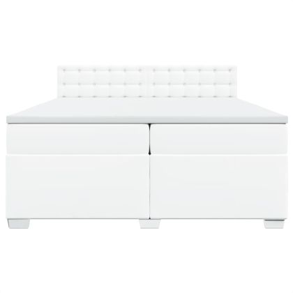 Боксспринг легло с матрак, бяло, 200x200 см, изкуствена кожа
