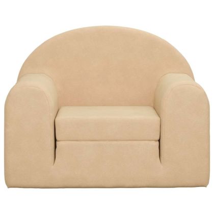 Детски диван-легло кремав мек плюш