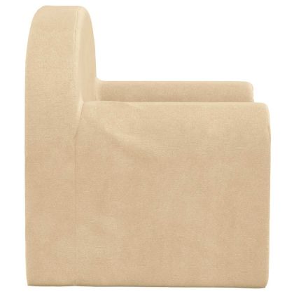 Детски диван-легло кремав мек плюш