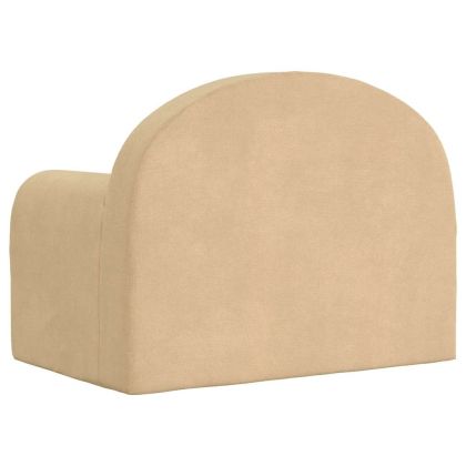 Детски диван-легло кремав мек плюш