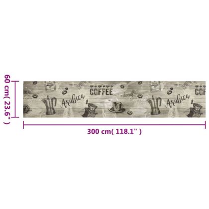 Кухненско килимче, миещо, Coffee, сиво, 60x300 см, кадифе