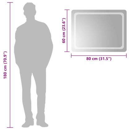 LED огледало за баня, 80x60 см