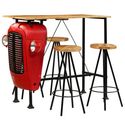 Бар комплект от 5 части, мангово дърво масив, 120x60x107 см