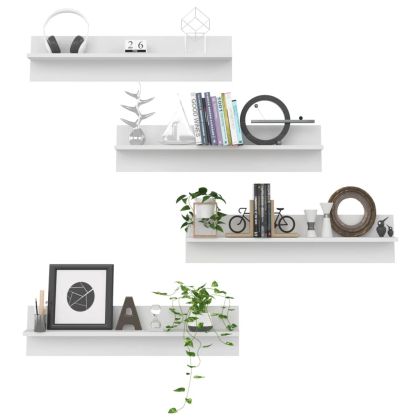 Стенни рафтове, 4 бр, бели, 80x11,5x18 см, инженерно дърво