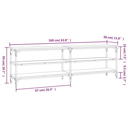 ТВ шкаф, опушен дъб, 160x30x50 см, инженерно дърво