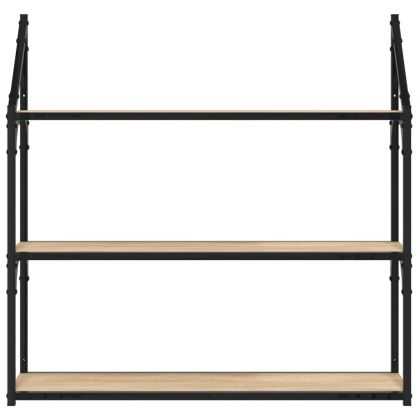 Стенен рафт на 3 нива сонома дъб 80x21x78,5 см инженерно дърво