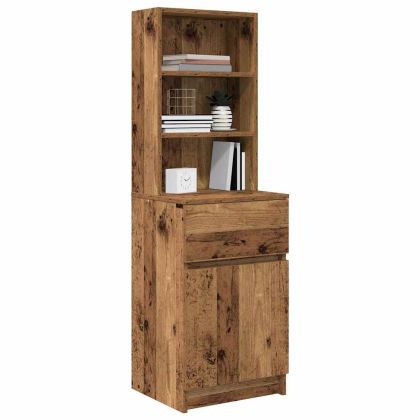 Нощно шкафче от старо дърво 39x35x125 cm Инженерна дървесина