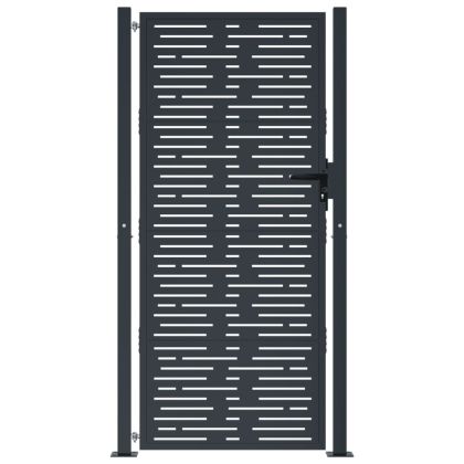 Градинска порта, антрацит, 100x175 см, стомана, квадратен дизайн