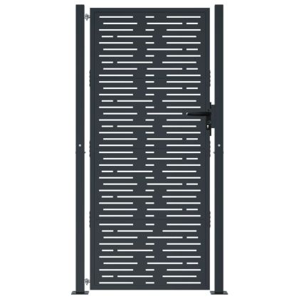 Градинска порта, антрацит, 100x200 см, стомана, квадратен дизайн