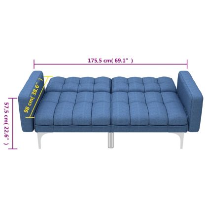 Разтегателен диван, син, текстил