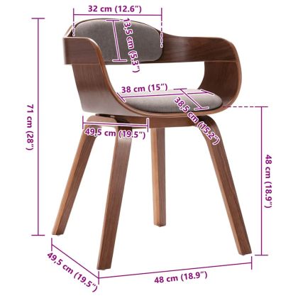 Трапезен стол, таупе, извито дърво и текстил