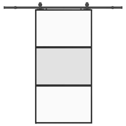 Плъзгаща се врата с комплект обков Черно 102,5x205 cm