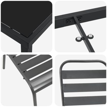 Комплект за хранене в градината 3 pcs Тъмносив Стомана