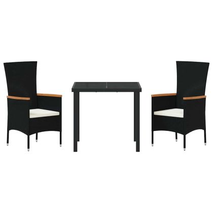 Комплект за хранене в градината 3 pcs Черно Полиратан