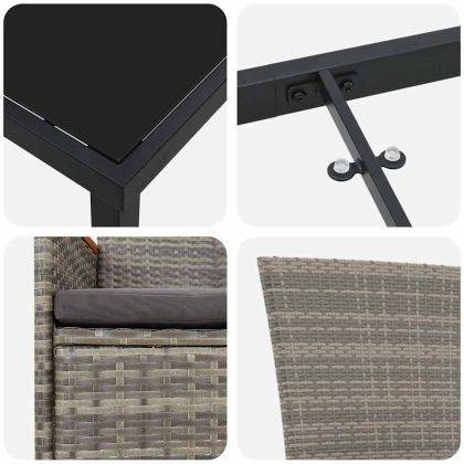 Комплект за хранене в градината 3 pcs Сив Полиратан