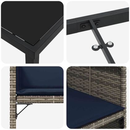 Комплект за хранене в градината 5 pcs Сив полиратан