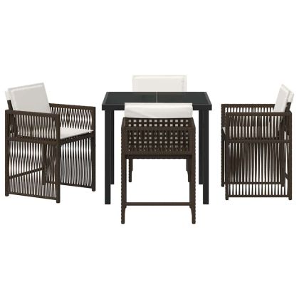 Комплект за хранене в градината 5 pcs Кафяво полиратан