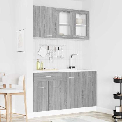 Комплект кухненски шкафове с чекмедже Lyon 4 pcs Сив сонома