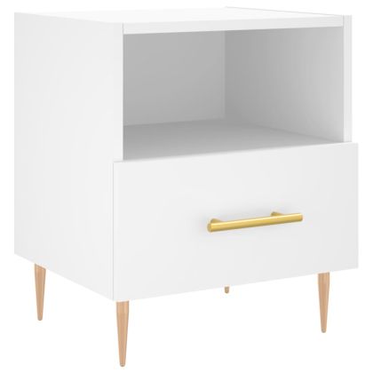 Нощни шкафчета, 2 бр, бели, 40x35x47,5 см, инженерно дърво