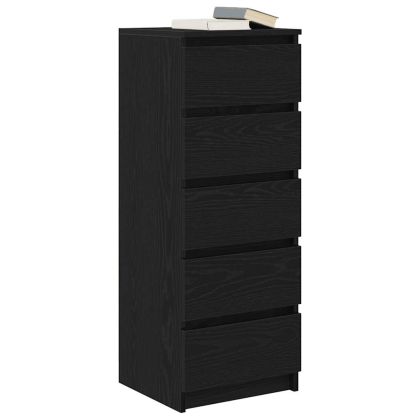 Бюфет с чекмеджета, черен дъб, 37,5x35x99 см, инженерно дърво