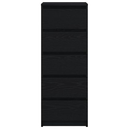 Бюфет с чекмеджета, черен дъб, 37,5x35x99 см, инженерно дърво