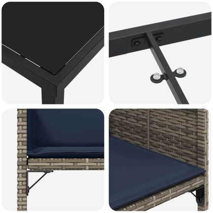 Комплект за хранене в градината 5 pcs Сив Полиратан