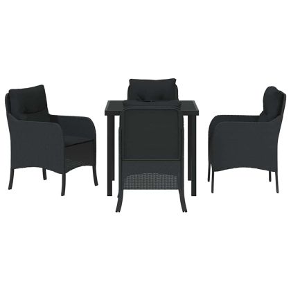 Комплект за хранене в градината 5 pcs Черно полиратан