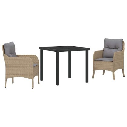 Комплект за хранене в градината 3 pcs Бежово Полиратан