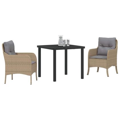 Комплект за хранене в градината 3 pcs Бежово Полиратан