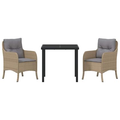 Комплект за хранене в градината 3 pcs Бежово Полиратан