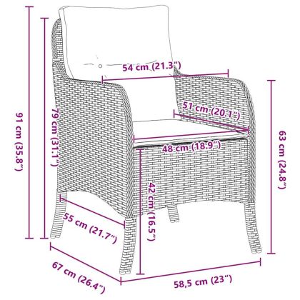 Комплект за хранене в градината 3 pcs Бежово Полиратан