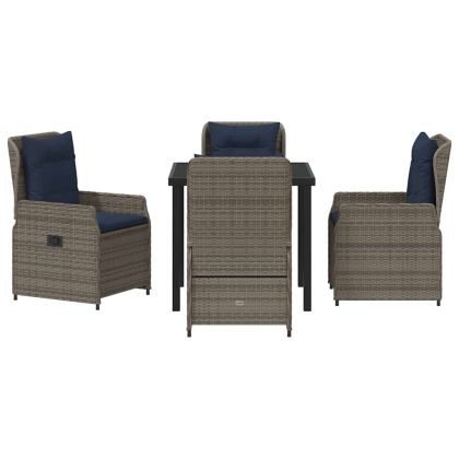 Комплект за хранене в градината 5 pcs Сив Полиратан