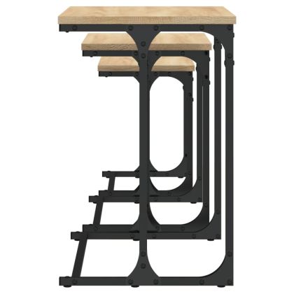 Стифиращи кафе маси, 3 бр, сонома дъб, инженерно дърво