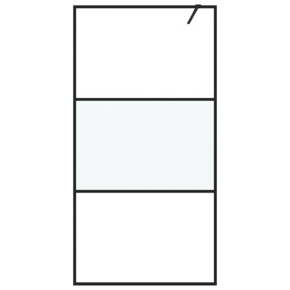 Параван за баня черен 100x195 см наполовина матирано ESG стъкло