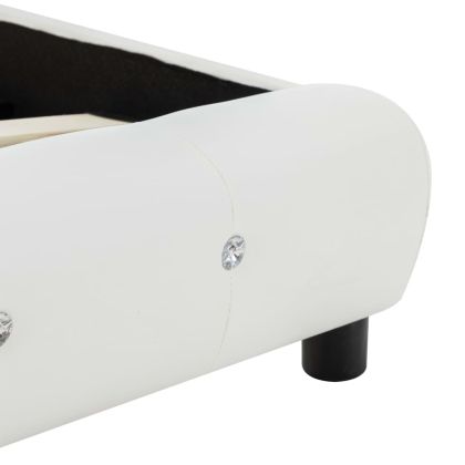 Легло с матрак, бяло, изкуствена кожа, 140x200 см