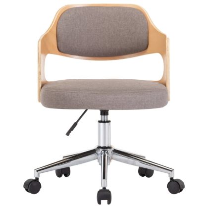 Въртящи трапезни столове, 4 бр, таупе, извито дърво и текстил