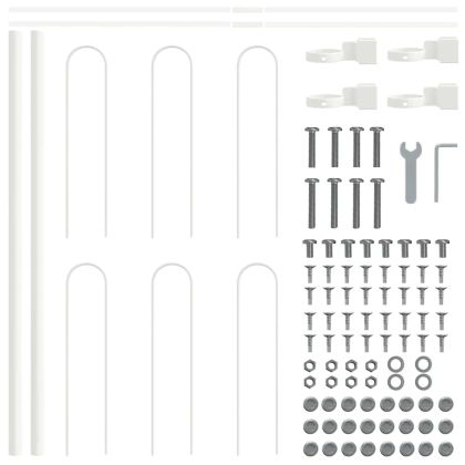 Градска ограда 4 pcs Бяло 6,8 x 0,6 м Прахово боядисана стомана