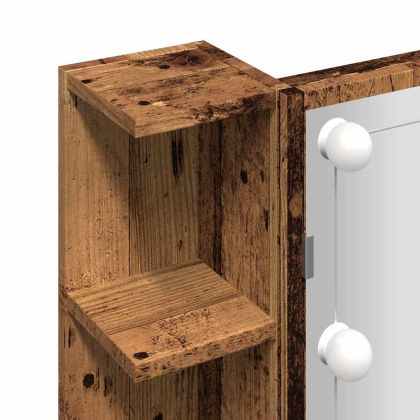 Огледален шкаф с LED Старо дърво 70x16,5x60 cm