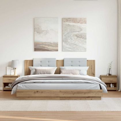 Нощни шкафчета, 2 бр, дъб артизан, 40x30x39 см, инженерно дърво