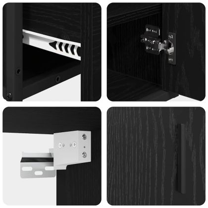 Комплект мебели за баня с врата 2 pcs Черен дъб Инженерно дърво