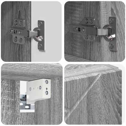 Комплект мебели за баня с чекмедже с врата 4 pcs Сив Сонома