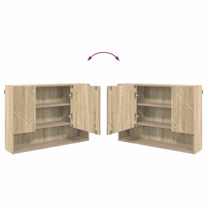 Комплект мебели за баня с чекмедже с рафт 2 pcs Сонома дъб