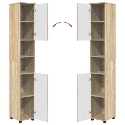 Комплект мебели за баня с чекмедже с рафт 4 pcs Сонома дъб