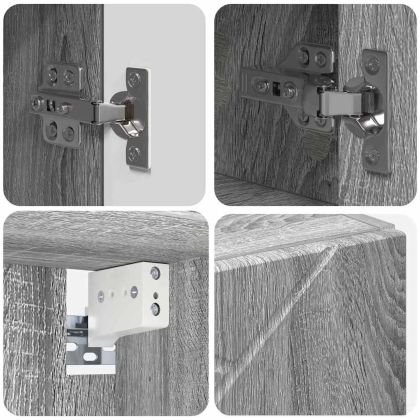 Комплект мебели за баня с чекмедже с рафт 4 pcs Сив Сонома