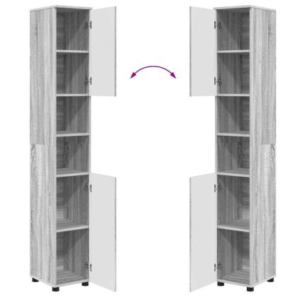 Комплект мебели за баня с чекмедже с рафт 4 pcs Сив Сонома