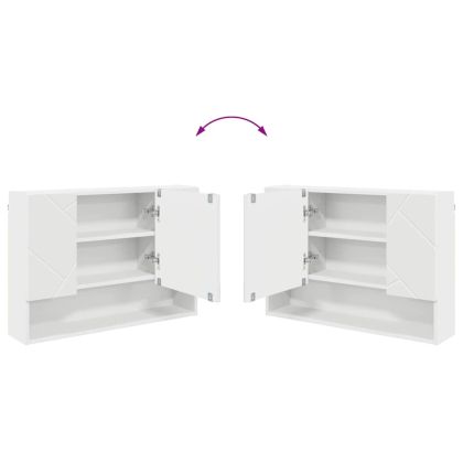 Комплект мебели за баня 5 pcs Бяло Конструирано дърво и метал.