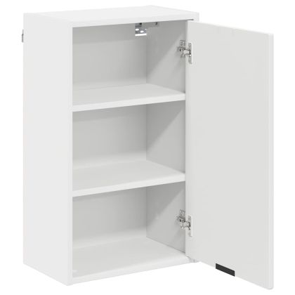 Комплект мебели за баня 3 pcs Бяло Конструирано дърво и метал.