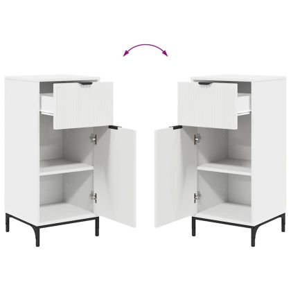 Комплект мебели за баня 3 pcs Бяло Конструирано дърво и метал.